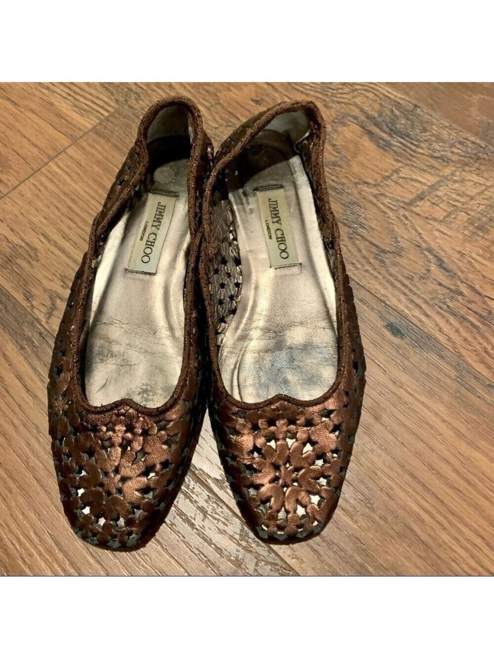 JIMMY CHOO Momo bronze leather ballet flats. Size 38.5. Made in Italy - Picture 3 of 8
